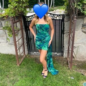 Vibrant Strapless High Low Dress